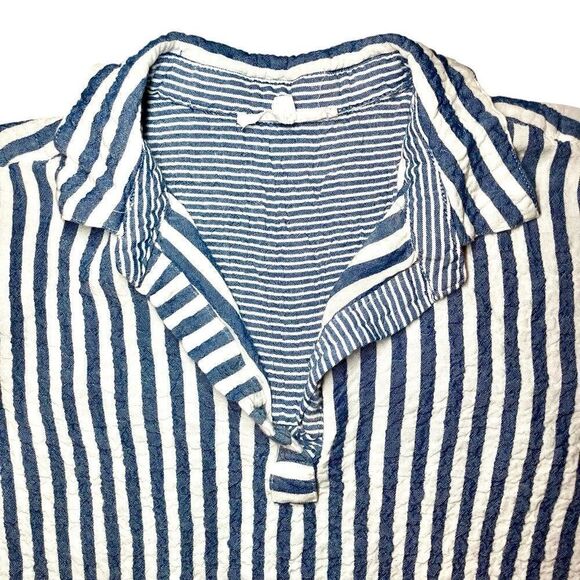 Jane and Delancey Striped Shorts Sleeve Top in Blue/White Women’s L - Picture 2 of 6